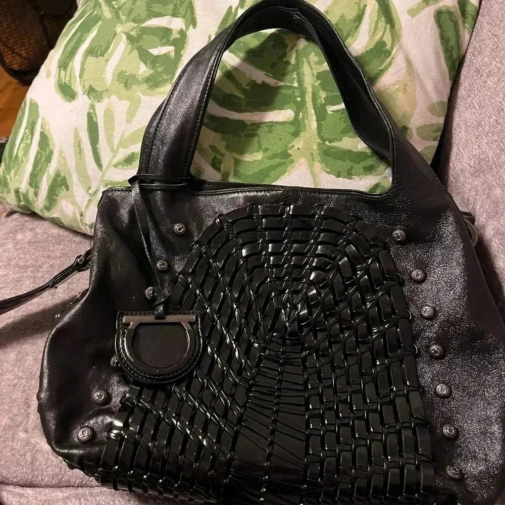 Ferragamo leather bag black luxury soft weaved serious likes only please